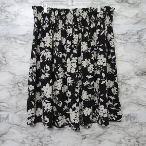 LulaRoe Sofia Floral Black Paper bag Smocked Waist Skirt Size XL